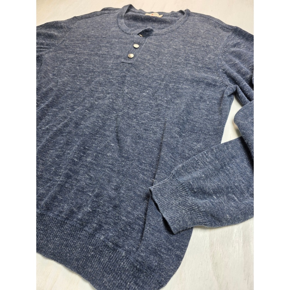 Agave Denim Mens XL Blue Marl Cotton Henley Sweater Long Sleeve S-1251 Classic